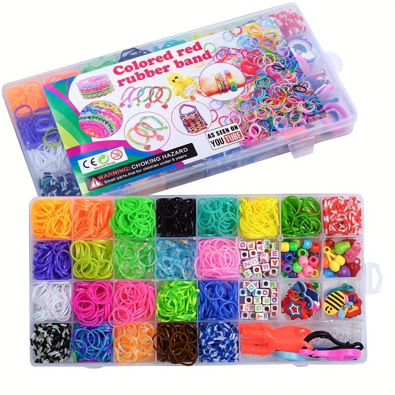32 Grids, 1500pcs Rainbow Rubber Bands, Weaving Machine Hand-made Material  Package, DIY Colorful Rubber Bands, Puzzle Toys, Bracelets Of Various Speci